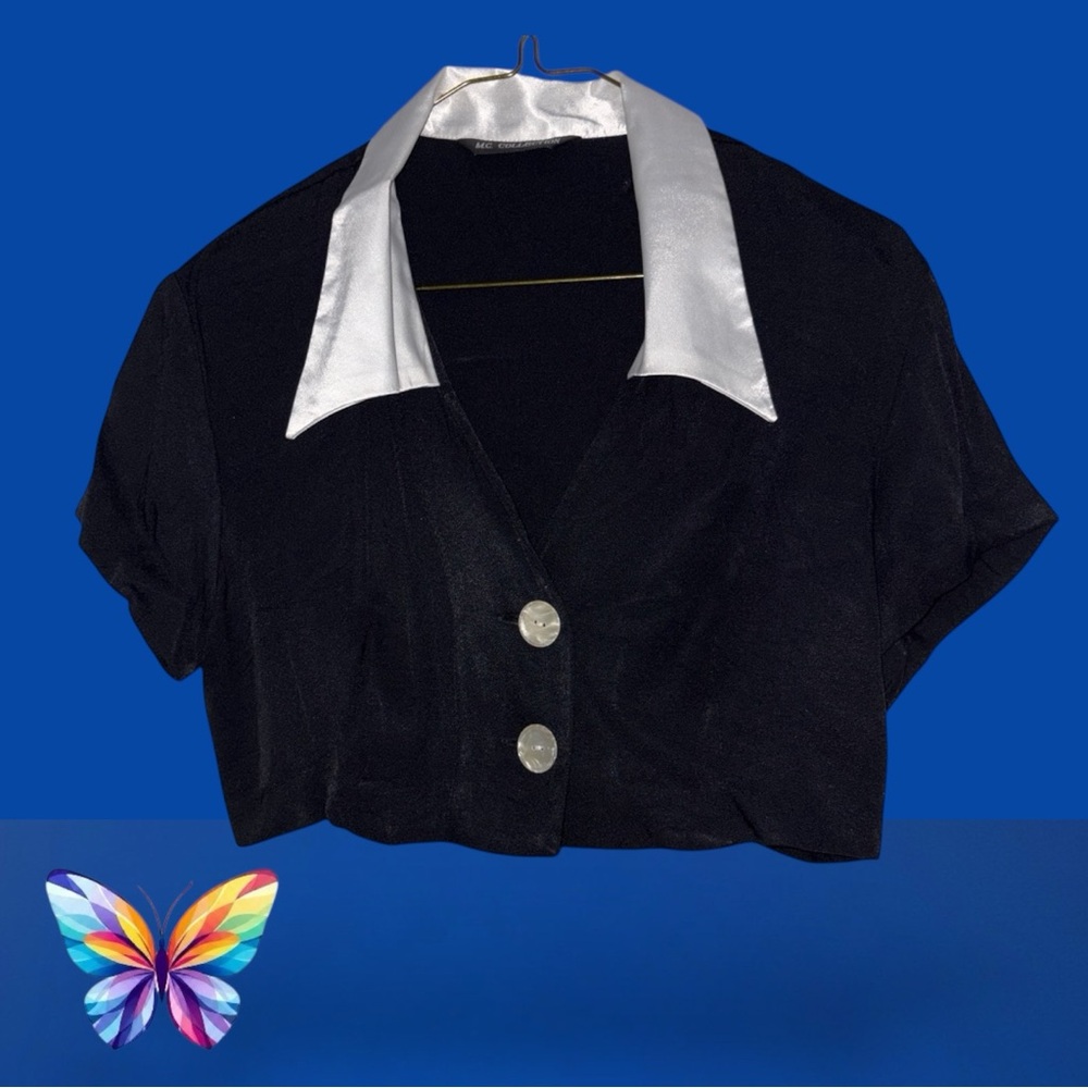 Black and White Women's Cropped Vest